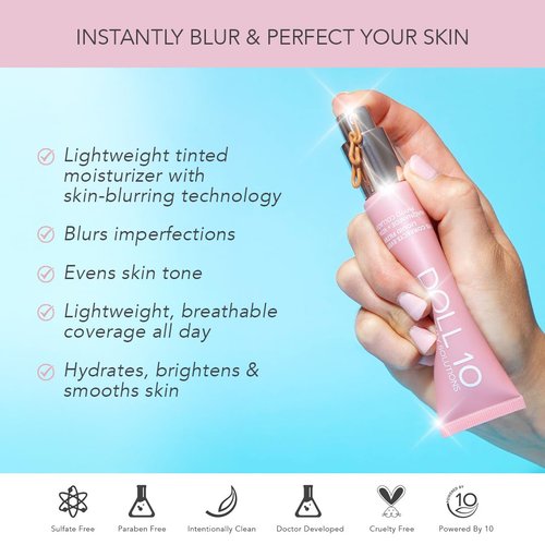 Doll 10 TCE Liquid Filter – CC Cream Foundation - Liquid Foundation - Lightweight Tinted Moisturizer & Skin Tint - Blurs Pores & Fine Lines - Vegan - Clean Makeup - [Light/Medium] - 30 Day Supply