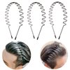 3 Pack Metal Hair Band for Men Headband Women Hair Bands Men Unisex Black Outdoor Sports Headbands for Men's Hair Band Hoop Clips Women Accessories Simple Elastic Non Slip Head Ban (Wavy Spring)