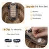 SEGO Human Hair Toppers for Women With Thinning Hair 7 * 13CM Silk Base 100% Real Human Hair Clip in Top Wiglet Hair Pieces /16 Inch No Bangs Medium Brown&Dark Blonde