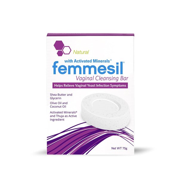 Femmesil Vaginal Soap for Relief from Yeast Infections for Women, Vaginal Itch & Irritation, Dermatologist Tested & Hypoallergenic Approved. All-Natural Vaginal Feminine Care Soap Bar (75gm)
