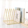 Sooyee 9 Slot Gold Magazine Holder,Desktop File Sorter Organizer Triangle Bookshelf Decor Home Office