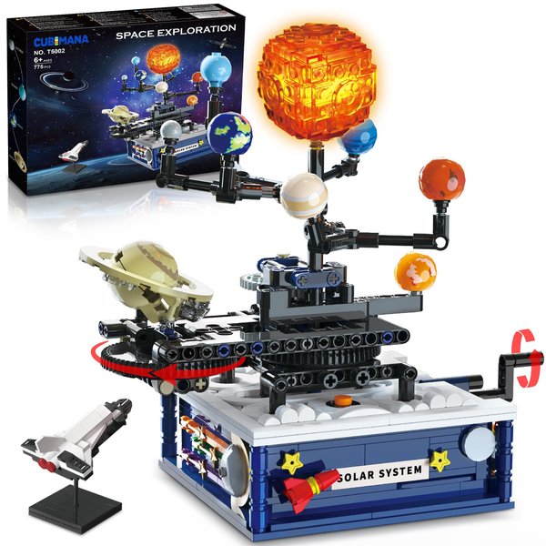 Solar System Building Sets with Light - Rotatable Space Exploration Building Toys with 9 Planets & Rocket Sets Science Astronomy Educational Gifts for Boys Girls Age 6+ Years Old Kids(775 PCS)