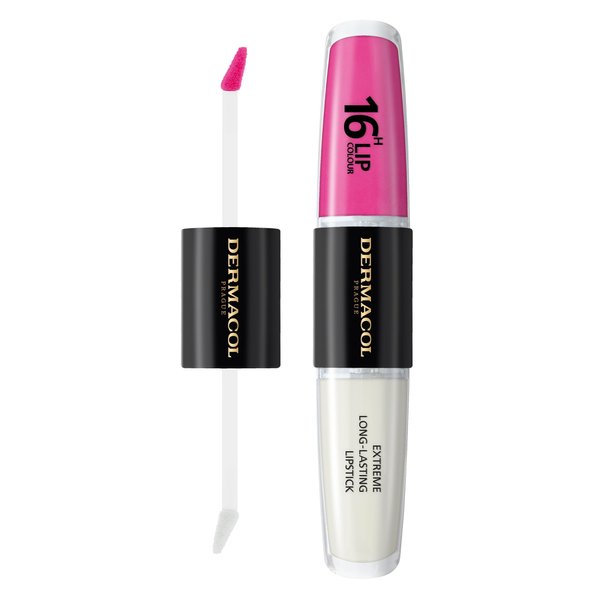 Dermacol NEW 16-Hour Lip Colour, Highly Pigmented Glossy Lip Stain, Two-Phase Lip Plumper Gloss, Kissproof Lip Makeup Products with Matte and Glitter Finish, n. 18, Cotton Candy