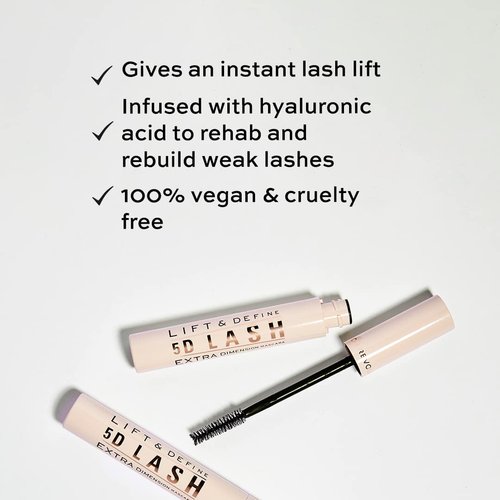 Makeup Revolution 5D Lash Mascara, Black Mascara for Volume & Length, False Lash Effect, Rebuild Weak Lashes, Vegan & Cruelty Free, 0.47fl.oz/14ml