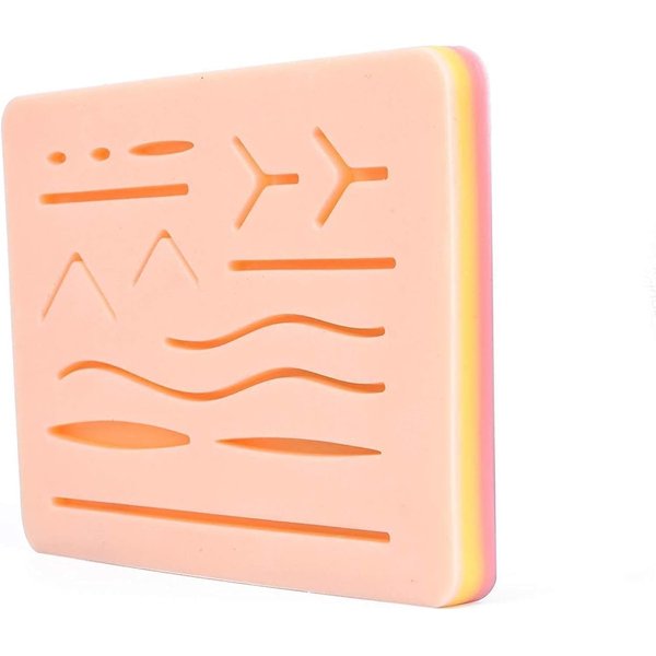 Suture Practice Pads 3 Layer with 14 Wound 5x7", Suture Practice Kit, Durable Silicon Skin Suture Pad to be Used by Students for Training and Practice of Medical, Veterinarian Students and Nurses