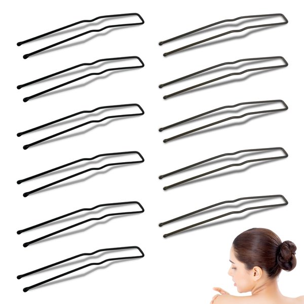 30 Pieces U Shaped Hair Pins Metal Bobby Ballet Styling Pins for Women Girls and Hairdressing Salon Thick Thin Long Curly Hair Forks(Brown,Black)