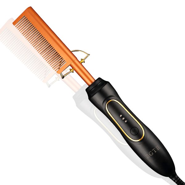 Portable Travel Anti-Scald Beard Straightener Press Comb, Electric Hot Comb Hair Straightening Heat Pressing Comb