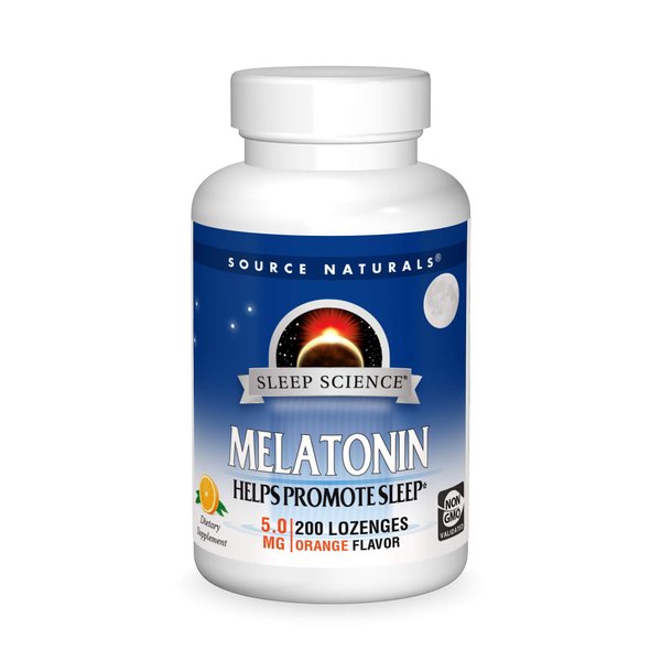 Source Naturals Melatonin, Dietary Supplement That Supports Sleep* 5 mg - 200 Orange Flavored Lozenges