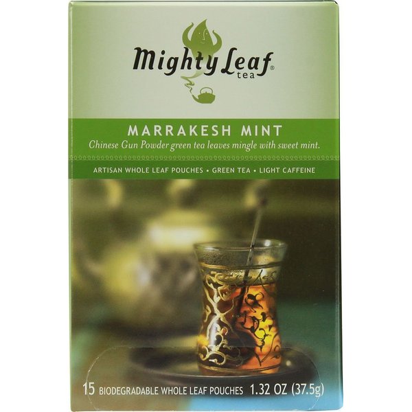 Mighty Leaf Tea Marrakesh Mint Green Tea, 15-Count Whole Leaf Pouches (Pack of 3)