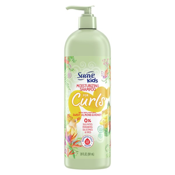 Suave Kids Naturals Shampoo Sulfate Free Shampoo for Kids Curls, Sweet Almond and Honey Dermatologist Tested and Tear-free Shampoo 20 oz