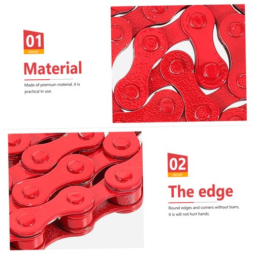 Toddmomy Bicycle Chain Single Speed Bike Chain Road Vehicles Stainless Steel Bike Chain Red Bike Chain Bike Accessory
