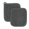Ritz Terry 100% Cotton Potholders - Heat Resistant, Ergonomic Grip, Machine Washable - Graphite, 2-Pack