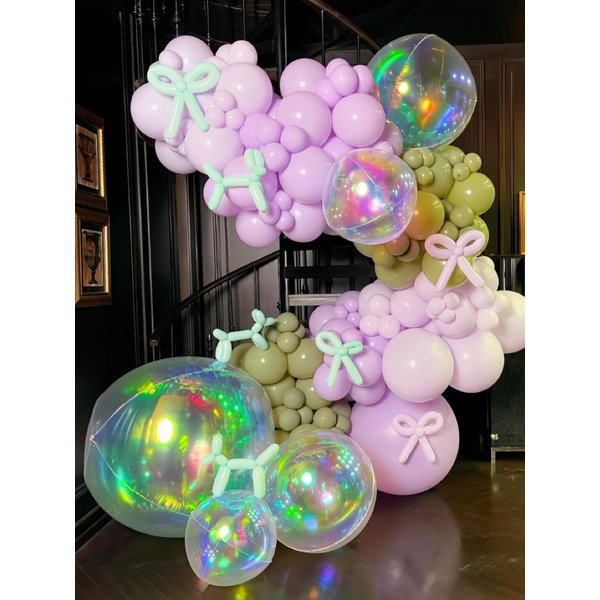 9Pcs Iridescent 4D Round Ball Balloons 10 Inch/Christmas Holographic Balloons New Year/Clear Foil Decorative Folding Rainbow/Taylo Singer Concert Decoration/Under The Sea Mermaid Party Balloon
