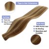 Tape in Golden Brown Hair with Blonde Mixed Real Hair Highlights Human Remy Hair Extensions Silky Straight Seamless Skin Weft 18" 20Pcs/40Grams Invisble Tape on Glue in Extensions
