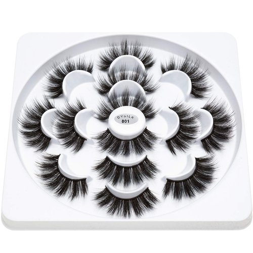 DYSILK Eyelashes False Lashes - Mink Lashes Fluffy 7 Pairs Lashes Natural Look 6D Fake Eyelashes Cat Eye Lashes Wispy Eyelashes Fluffy Lashes Reusable Lashes Pack Pestañas Postizas Naturales |001