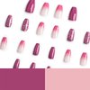 Coffin Press on Nails Medium Fake Nails Glitter with Gradient Design Purple False Nails Artificial Acrylic Nails Glossy Glue on Nails Stick on Nails for Women Girls Manicure Decoration 24Pcs