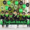 Graduation Party Decorations Green Black Graduation Banner Balloons Set Congrats Grad Yard Banner with 18pcs Balloons for Class of 2024 Party Sign Decor College High School Prom Party Supplies Outdoor
