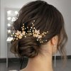 Foryysa Bridal Wedding Hair Pins for Women Rhinestone Leave Headpiece Elegant Handmade Flower Headwear Sparkly Vine Design (2 pcs)