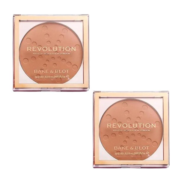 Pack of 2 Makeup Revolution Bake & Blot Setting Powder - Peach