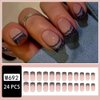 Summer Press on Nails Black French Tips Short Square Shape Fake Nails with Silver Glitter Design Pink False Nails Press Ons Full Cover Glue on Nails Glossy Artificial Acrylic Nails for Women 24Pcs
