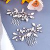 OIIKI 2PCS Silver Rhinestone Hair Combs, Clear Rhinestones Metal Bridal Hair Comb, Wedding Crystal Hair Accessories for Women, Girls, Brides for Christmas, Parties, Prom, Dance