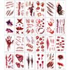 BASEMMAHER 24Sheets Halloween Scar Temporary Tattoos Sticker 3D Zombie Prank Makeup Stitches Fake Cuts Wound Realistic Waterproof Face Decals for Women Costume Horror Carnival Cosplay Party Supplies