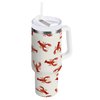 Boccsty Crawfish Red Lobsters Insulated Tumblers Reusable Stainless Steel Tumbler 40 oz Cup Coffee Travel Mug Water Bottle with Handle & Flip Straw for Home Office Car
