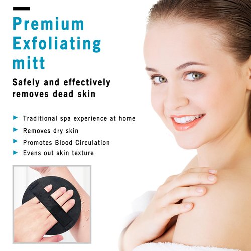 ACDOLF Deep Exfoliating Glove for Shower - Exfoliating Mitt Body Scrubber - Skin Exfoliator & Dead Skin Remover - Keratosis Pilaris Scrub - Black 2PC