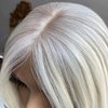 FINMOO Platinum Blonde Lace Front Wigs Human Hair Pre Plucked #60 Straight Human Hair Wig 13x4 HD Transparent Lace Frontal Wig Glueless Silver Lace Front Wigs for Women 22 Inch 180 Density