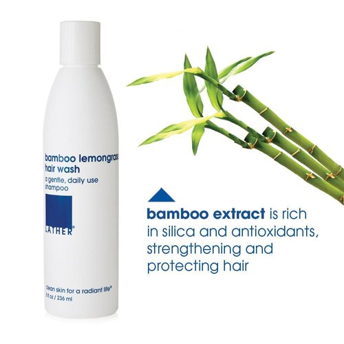 LATHER Bamboo Lemongrass Hair Wash | Essential Oils Shampoo | Natural & Sulfate Free Shampoo | Self Care | 8 Fl Oz Bottles (Pack Of 2)