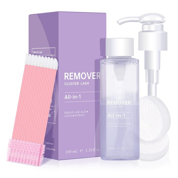 Lash Remover for Cluster Lashes Lash Cluster Remover 100ML Cluster Lash Remover Cluster Lash Glue Remover DIY at Home Lash Adhesive Remover Lash Bond Remover(Remover-100ml)