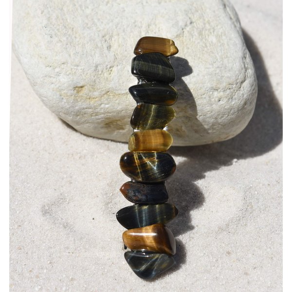 Tumbled Tiger's Eye Stone French Barrette Hair Clip - 60 MM