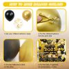 AIBIIN 78Pcs Black and Gold New Years Decorations 2025 Happy New Year Decorations Kit New Year Banner, New Year Balloon Arch and Gold Foil Fringe Curtain for 2025 New Years Eve Party Supplies