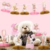 Demissle 12 Pcs Bear Baby Shower Party Honeycomb Centerpieces Table Decorations Pink Bear Balloon Centerpieces for Tables Bear Paper Cutouts for Baby Shower Kids Birthday Party Supplies
