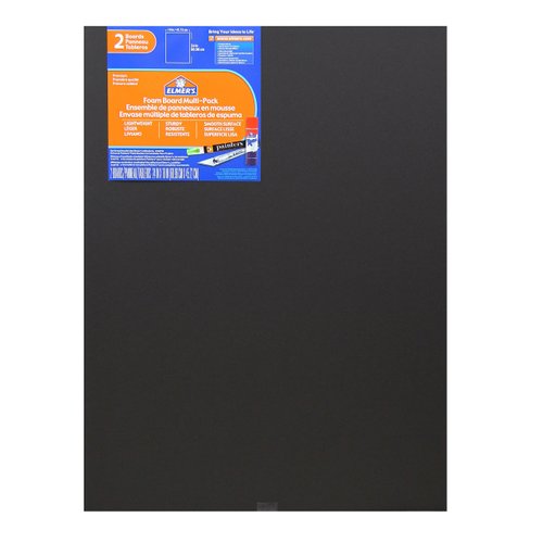 Elmer's Foam Board Multi-Pack, 18 x 24 Inches, 3/16 Inch Thickness, Black, 2 Pack