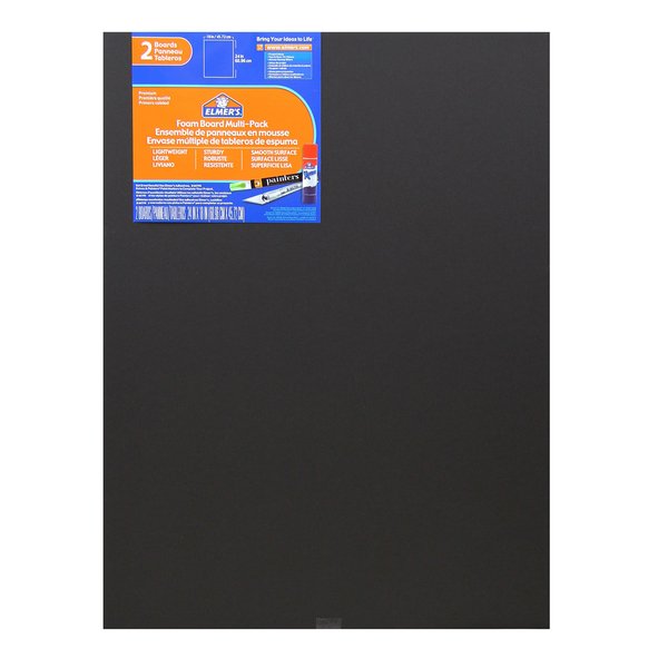 Elmer's Foam Board Multi-Pack, 18 x 24 Inches, 3/16 Inch Thickness, Black, 2 Pack