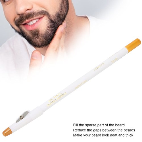 Barber Pencil, Beard Pencil Filler for Men, Household Beard Pencil Liner, Long Lasting Repair Shape Beard Pen Water/Sweat Proof beard filler Shaping Styling Tool(white)