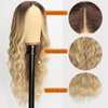 Nnzes Long Blonde Wavy Wig for Women Middle Part Curly Wigs Natural Looking Ombre Blonde Synthetic Heat Resistant Fiber Women Wigs for Daily Party Use