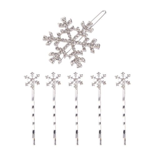Beaupretty 6pcs Snowflake Hair Clips Snow Bobby Pins Rhinestones Wedding Hair Clips Barrettes Hair Accessories