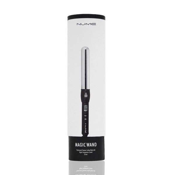 NuMe Magic Titanium Ion Curling Iron 32mm Wand - Dual Voltage, Negative Ion Conditioning, Far Infrared Heat - for Thick Hard-to-Curl Hair, Black