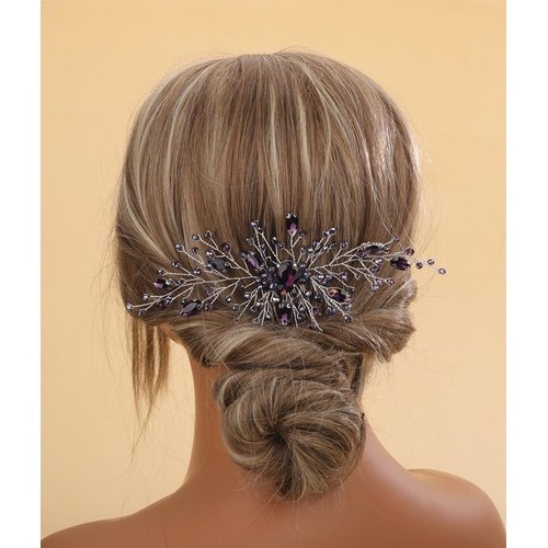 Sither Bridal Purple Crystal Hair Clip for Party Hair Comb for Women Wedding Hair Clip Hair Accessories for Bride Headpiece for Party Prom Gift