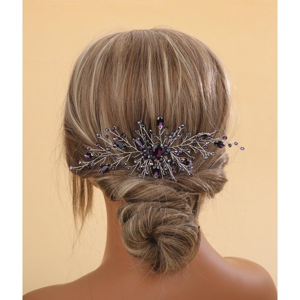 Sither Bridal Purple Crystal Hair Clip for Party Hair Comb for Women Wedding Hair Clip Hair Accessories for Bride Headpiece for Party Prom Gift