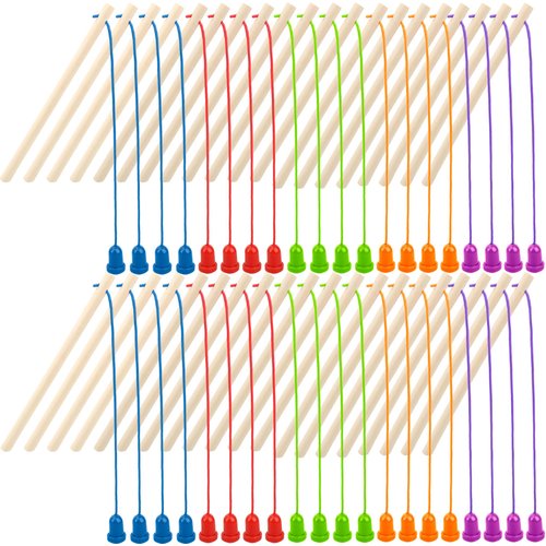40 Pcs Magnetic Fishing Rod Wooden Magnetic Fishing Poles Mini Fishing Pole Toys for Preschool Girl Boy Pool Activity Accessory (Color Set 2)