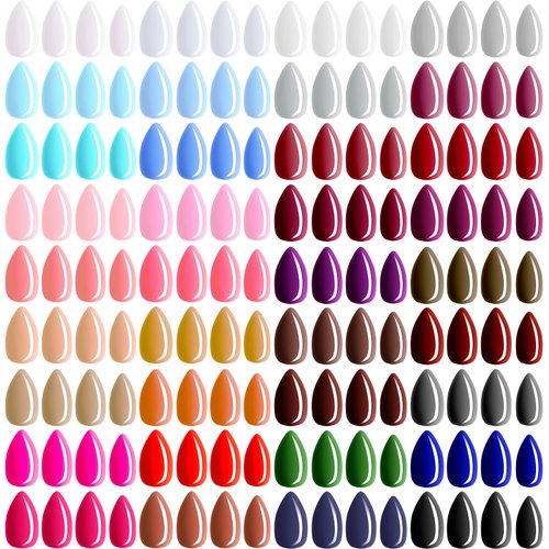 Maitys Almond Press on Nails 864 Pcs Short Glossy False Nails Full Cover Fake Nails Colorful Artificial Nails Solid Color Fake Nail for Women Girls Nail Salon Decorations, 36 Colors