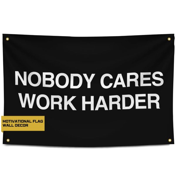 Gold Trident Nobody Cares Motivational Gym Banner - Inspire Your Workout with this Banner - Perfect Fitness Wall Decor for Gym, Dorm - Stay Motivated with Cool Motivation Art - 3x5 Feet