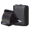 KUVAO RFID Blocking, Leather Credit Card Holder Zipper Wallet With 20 Card Slots, Small Card Case for Women or Men Accordion Wallet with Zipper (Blcak)