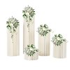 DONNGYZ Foldable Paper Columns 5 Pcs Display Pedestals, Cream White Wedding Centerpieces Display, Cylinder Flower Stand, Paper Roman Pillar for Engagement Birthday Party Decoration - S+M+L+XL+XXL