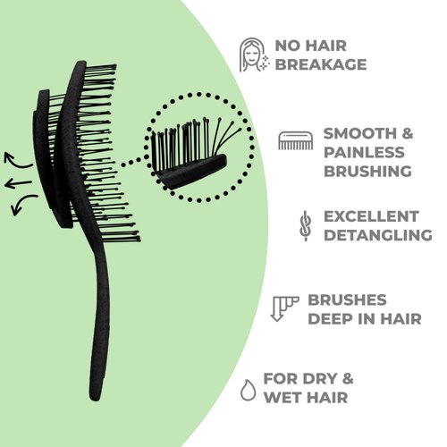 Ninabella Organic Detangling Hair Brush for Women, Men & Children - Does not Pull on Hair - Hair Straightening Brushes for Straight, Curly & Wet Hair - Unique Spiral Hairbrush
