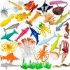 OuMuaMua 33 Pack Sea Animal Figure Toys Plastic Mini Ocean Animals Realistic Small Sea Creature Figure Toys Fake Under The Sea Creatures Bath Toys for Kids Toddlers Preschool Educational Party Favors