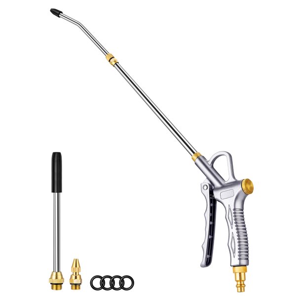 JASTIND Upgrade Air Blow Gun with Adjustable Air Blower Nozzle, Up to 27 Inches Extension with 4.9 Inches Steel Air Flow Nozzle, High Volume Pneumatic Dust Clean Tool for Air Compressor Accessory